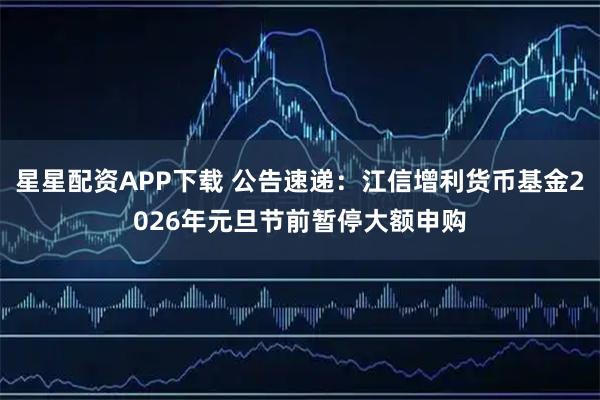 星星配资APP下载 公告速递:江信增利货币基金2026年元旦节前暂停大额申购
