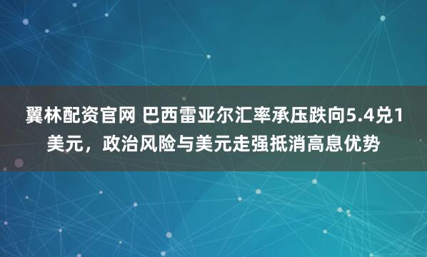 翼林配资官网 巴西雷亚尔汇率承压跌向5.4兑1美元，政治风险与美元走强抵消高息优势